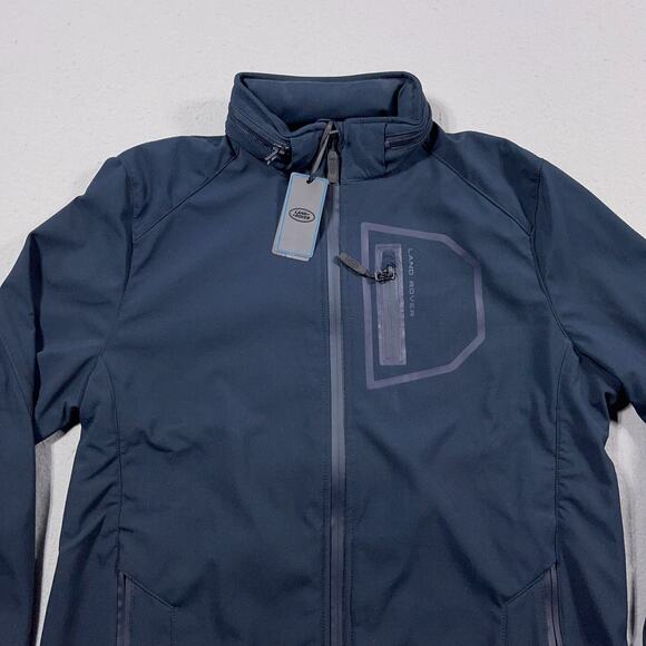Land Rover Full Zip Softshell Jacket Womens XL Blue Rare Tuck Away Hood NWT‎ - Picture 2 of 16
